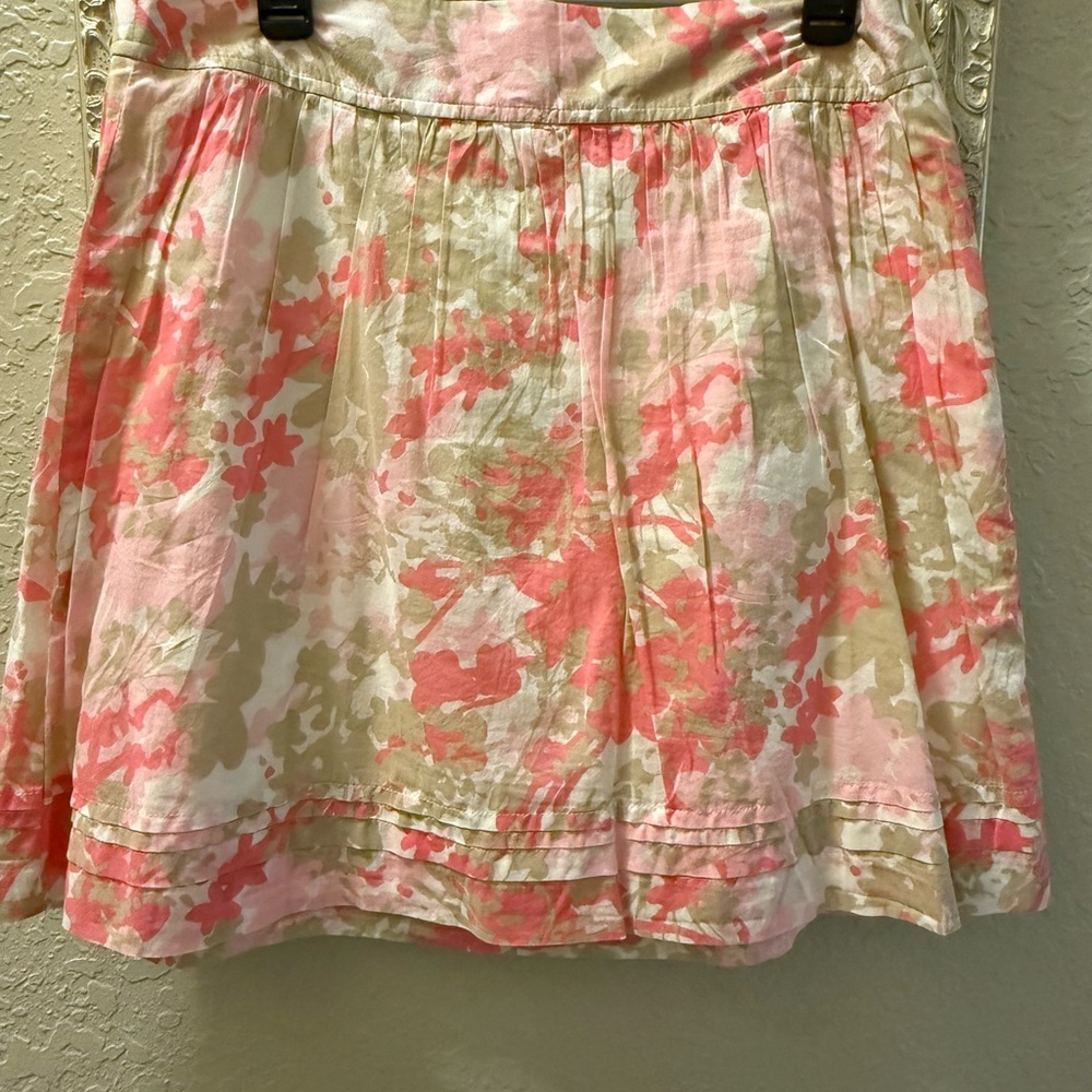 LOFT Pink and Cream Floral Mini Skirt